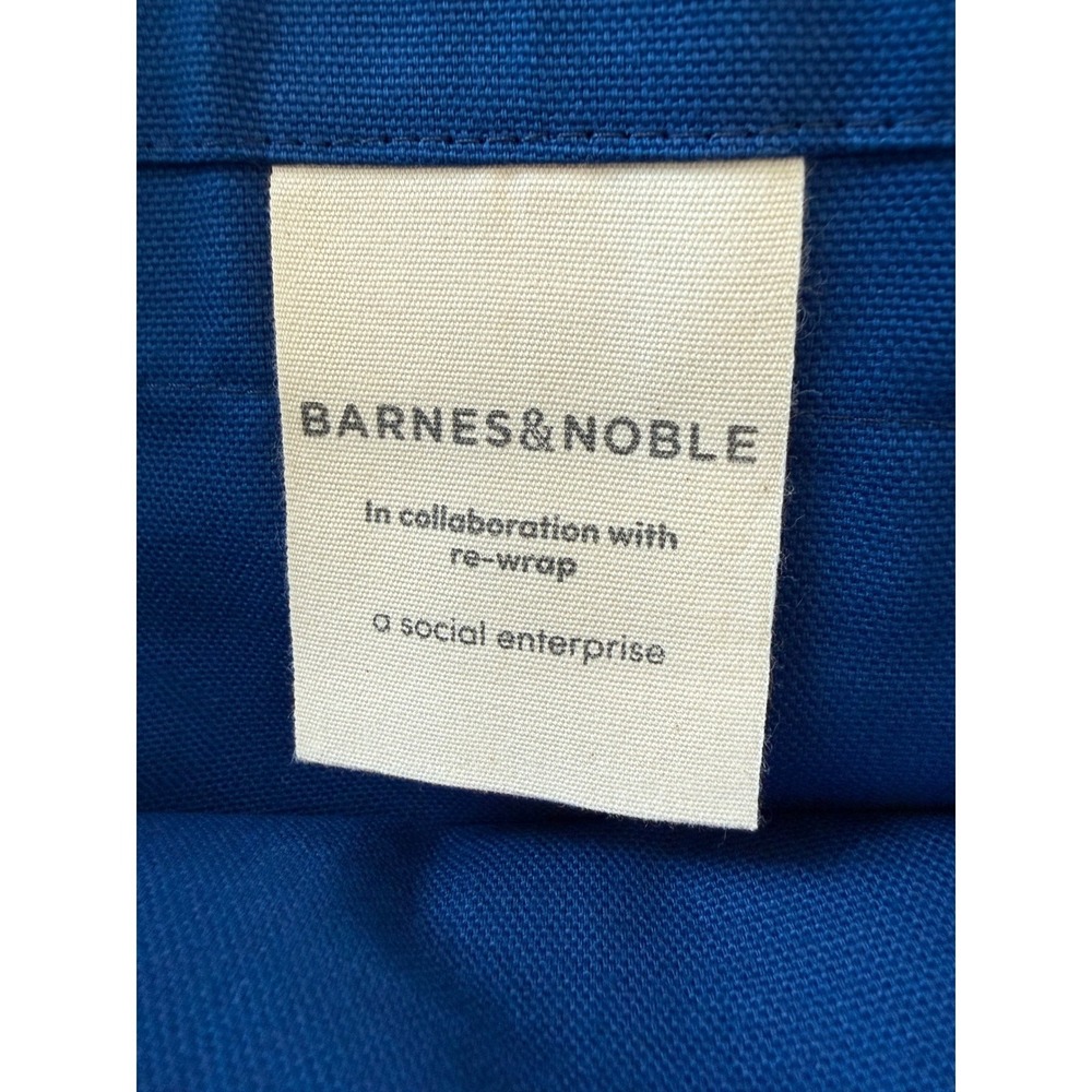 NWT Barns & Noble A BAG of BOOKS Canvas Tote Bag Book Bag Blue With Handles - Picture 10 of 13